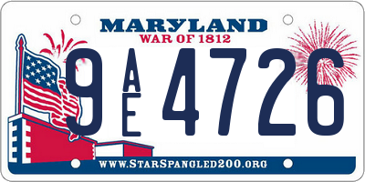 MD license plate 9AE4726
