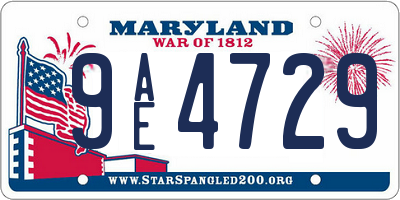 MD license plate 9AE4729