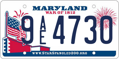 MD license plate 9AE4730