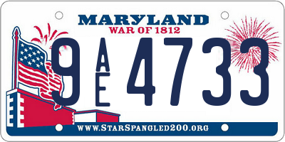 MD license plate 9AE4733