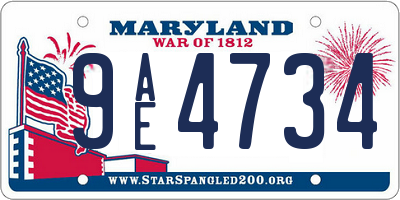 MD license plate 9AE4734