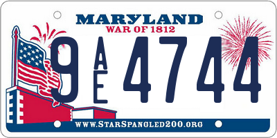 MD license plate 9AE4744