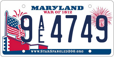 MD license plate 9AE4749