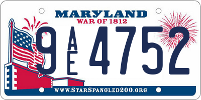 MD license plate 9AE4752