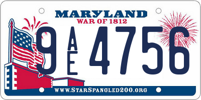 MD license plate 9AE4756