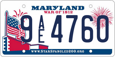 MD license plate 9AE4760