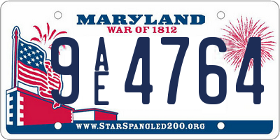 MD license plate 9AE4764