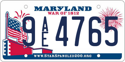 MD license plate 9AE4765