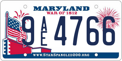 MD license plate 9AE4766