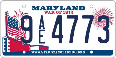 MD license plate 9AE4773