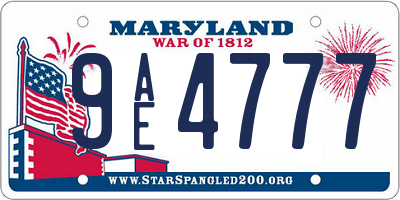 MD license plate 9AE4777