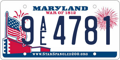 MD license plate 9AE4781