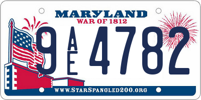MD license plate 9AE4782