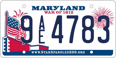 MD license plate 9AE4783
