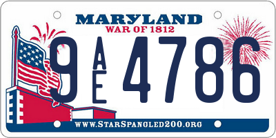 MD license plate 9AE4786