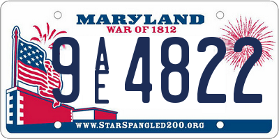 MD license plate 9AE4822