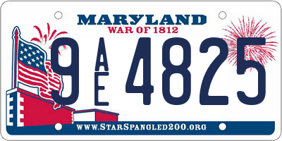 MD license plate 9AE4825
