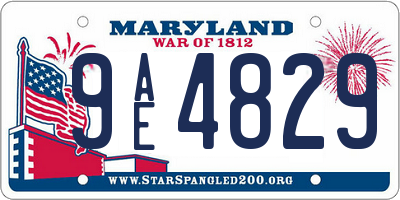 MD license plate 9AE4829