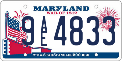 MD license plate 9AE4833