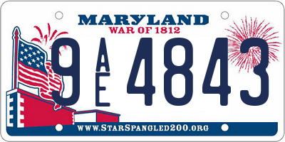 MD license plate 9AE4843