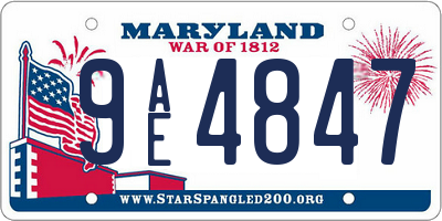 MD license plate 9AE4847