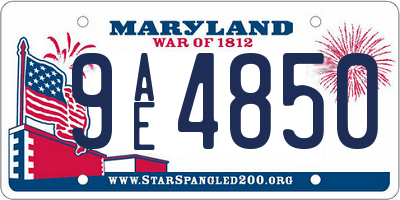 MD license plate 9AE4850