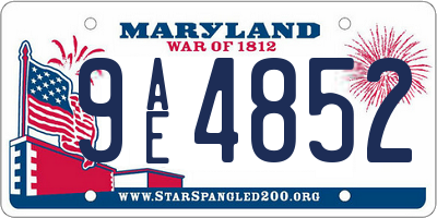 MD license plate 9AE4852
