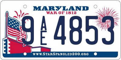 MD license plate 9AE4853