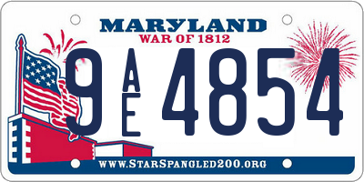 MD license plate 9AE4854