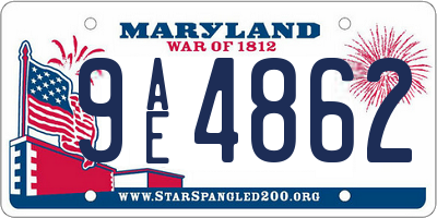 MD license plate 9AE4862