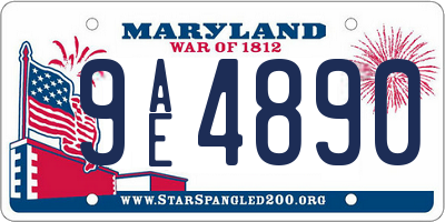 MD license plate 9AE4890