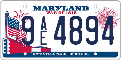 MD license plate 9AE4894