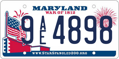 MD license plate 9AE4898