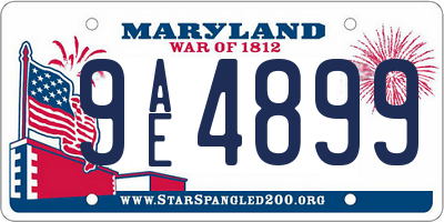 MD license plate 9AE4899