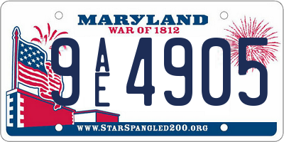 MD license plate 9AE4905