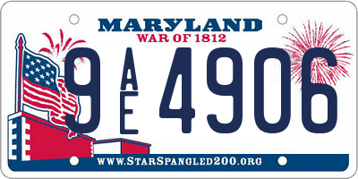 MD license plate 9AE4906