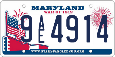 MD license plate 9AE4914