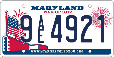 MD license plate 9AE4921