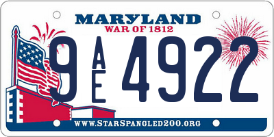 MD license plate 9AE4922