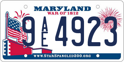 MD license plate 9AE4923