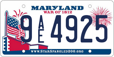 MD license plate 9AE4925