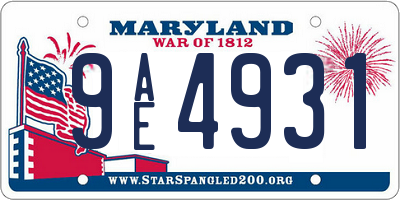 MD license plate 9AE4931