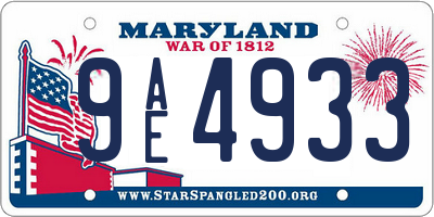MD license plate 9AE4933
