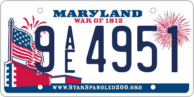 MD license plate 9AE4951