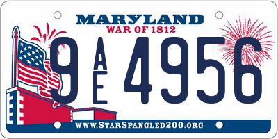 MD license plate 9AE4956
