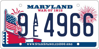 MD license plate 9AE4966