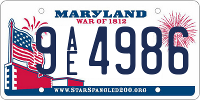 MD license plate 9AE4986