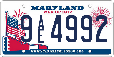 MD license plate 9AE4992