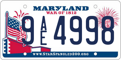 MD license plate 9AE4998