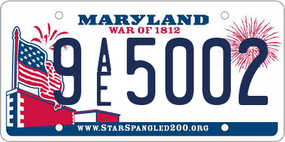 MD license plate 9AE5002